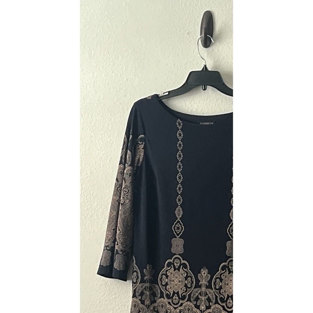 Enfocus Women's Paisley Border Print 3/4 Sleeve Shift Dress Size 12P - Picture 5 of 7